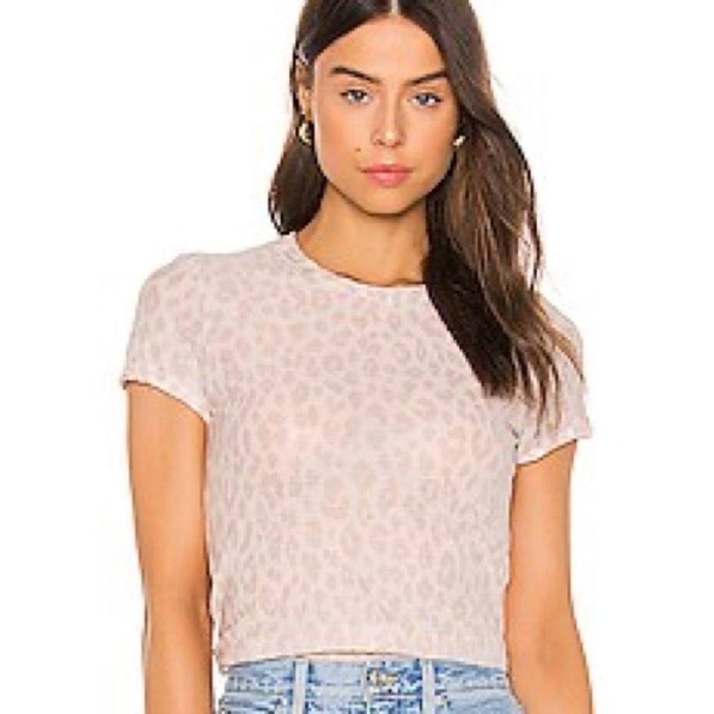 A.L.C. Bambina Leopard Print Tissue T-Shirt Tamarind/White Sz XS